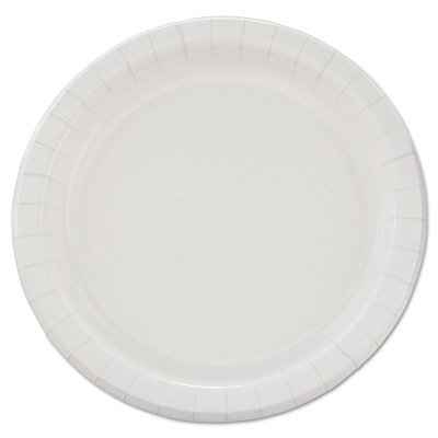 Solo Bare Eco-Forward Clay-Coated Paper Dinnerware, ProPlanet Seal, Plate, 8.5" dia, White, 125/Pack, 4 Packs/Carton (SCCMP9BR2054)