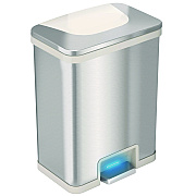HLS Commercial Step Pedal-Sensor Trash Can, 13 gal, Plastic/Stainless Steel, Silver/White (HLMHLS13SW)