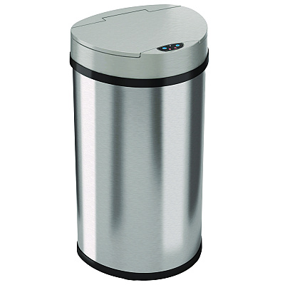 HLS Commercial Sensor Trash Can, Half-Round Cylinder, 13 gal, Plastic/Stainless Steel, Silver (HLMHLS13HX)