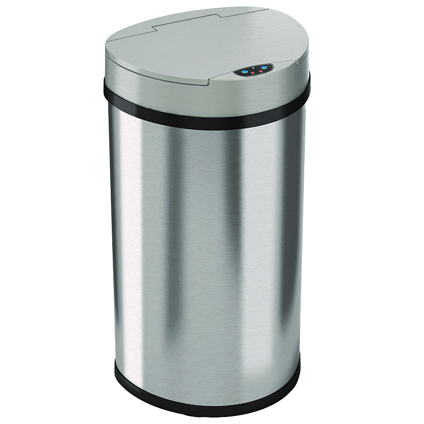 HLS Commercial Sensor Trash Can, Half-Round Cylinder, 13 gal, Plastic/Stainless Steel, Silver (HLMHLS13HX)