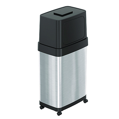 HLS Commercial Dual Push Door Trash Can, 18 gal, Stainless Steel, Silver/Black (HLMHLS18DPO)
