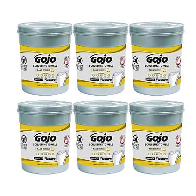 AbilityOne 7930016997556, SKILCRAFT GOJO Scrubbing Towels, 1-Ply, Fresh Citrus Scent, White, 72/Canister, 6 Canisters/CT