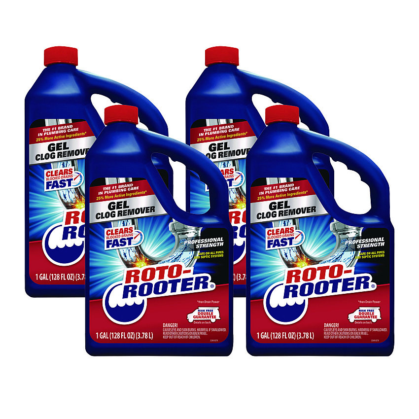 ROTO-ROOTER Gel Clog Remover, 1 gal Bottle, 4/Carton (RST351399)