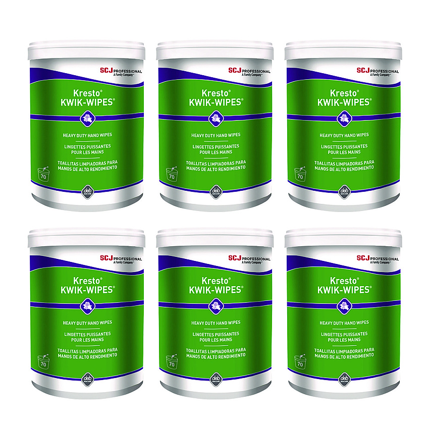 SC Johnson Professional Kresto KWIK-WIPES, Cloth, 1-Ply, 7.9 x 5.7, Citrus, White, 70/Pack, 6 Packs/Carton (SJNKKW70W)