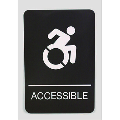 Headline Sign ADA Sign, Accessible, 6 x 9, Black Face, White Graphics (USS7787)