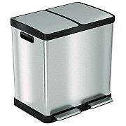 HLS Commercial Step Pedal Trash Can and Recycle Bin, 16 gal, Plastic/Stainless Steel, Silver (HLMHLSS16R)
