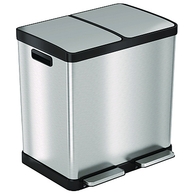 HLS Commercial Step Pedal Trash Can and Recycle Bin, 16 gal, Plastic/Stainless Steel, Silver (HLMHLSS16R)