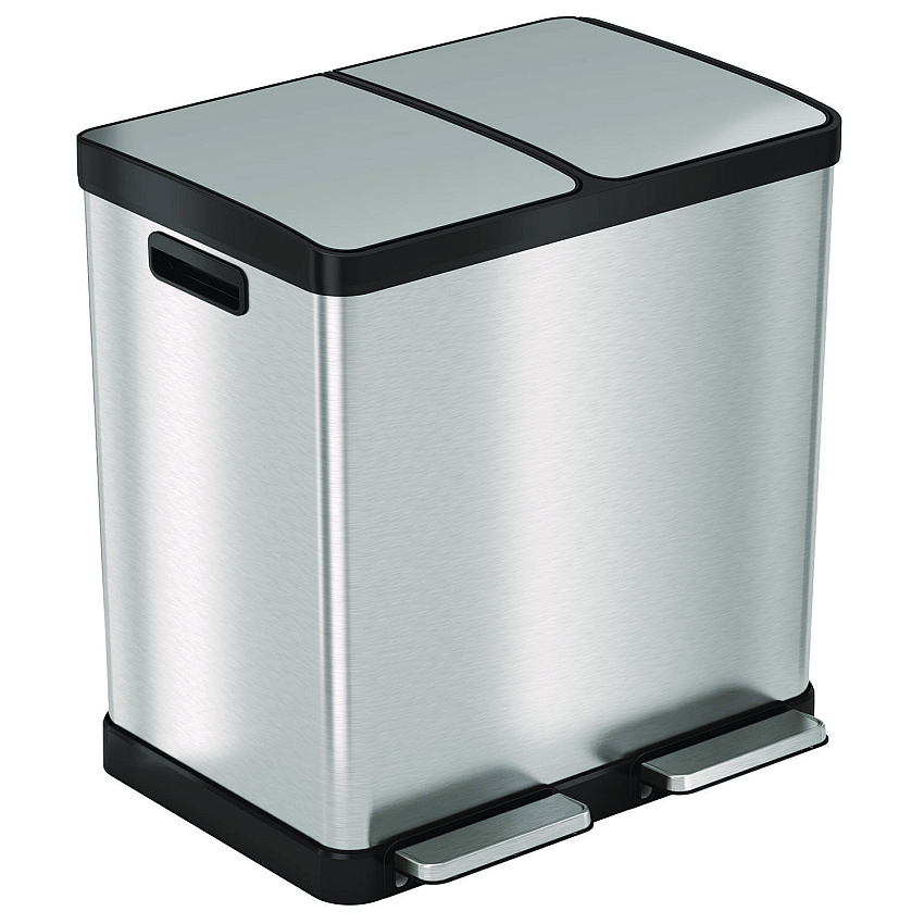 HLS Commercial Step Pedal Trash Can and Recycle Bin, 16 gal, Plastic/Stainless Steel, Silver (HLMHLSS16R)
