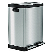 HLS Commercial Fire-Resistant Step Pedal Trash Can and Recycle Bin, 16 gal, Plastic/Stainless Steel, Silver (HLMHLSS16RFR)