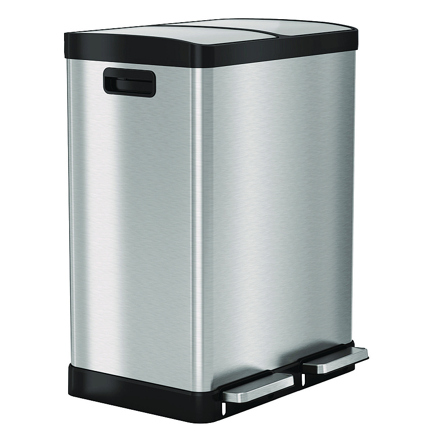 HLS Commercial Fire-Resistant Step Pedal Trash Can and Recycle Bin, 16 gal, Plastic/Stainless Steel, Silver (HLMHLSS16RFR)