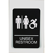 Headline Sign ADA Sign, Unisex Restroom, 6 x 9, Black Face, White Graphics (USS7772)