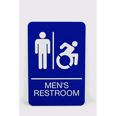 Headline Sign ADA Sign, Men's Restroom, 6 x 9, Blue Face, White Graphics (USS7774)