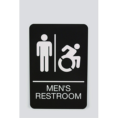 Headline Sign ADA Sign, Men's Restroom, 6 x 9, Black Face, White Graphics (USS7775)