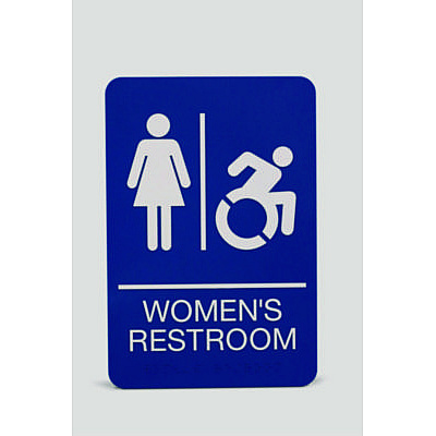 Headline Sign ADA Sign, Women's Restroom, 6 x 9, Blue Face, White Graphics (USS7777)
