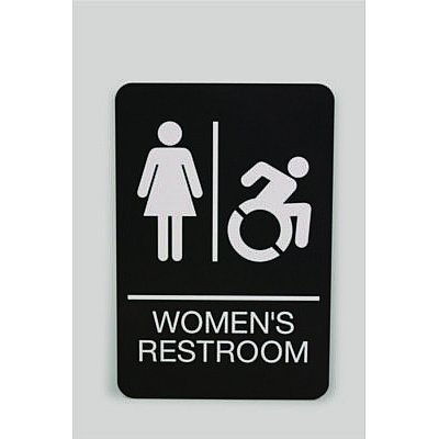 Headline Sign ADA Sign, Women's Restroom, 6 x 9, Black Face, White Graphics (USS7778)