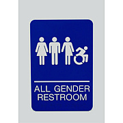 Headline Sign ADA Sign, All Gender Restroom, 6 x 9, Blue Face, White Graphics (USS7780)
