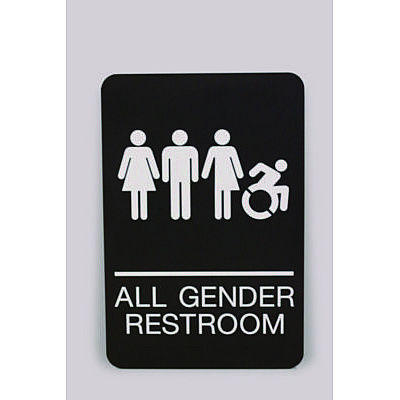 Headline Sign ADA Sign, All Gender Restroom, 6 x 9, Black Face, White Graphics (USS7781)