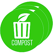 HLS Commercial Vinyl Decals, Compost, 4" Diameter, Green/White, 3/Pack (HLMHLSKERCCOMP3)