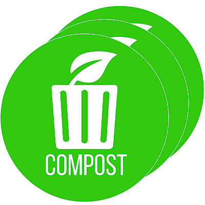 HLS Commercial Vinyl Decals, Compost, 4" Diameter, Green/White, 3/Pack (HLMHLSKERCCOMP3)