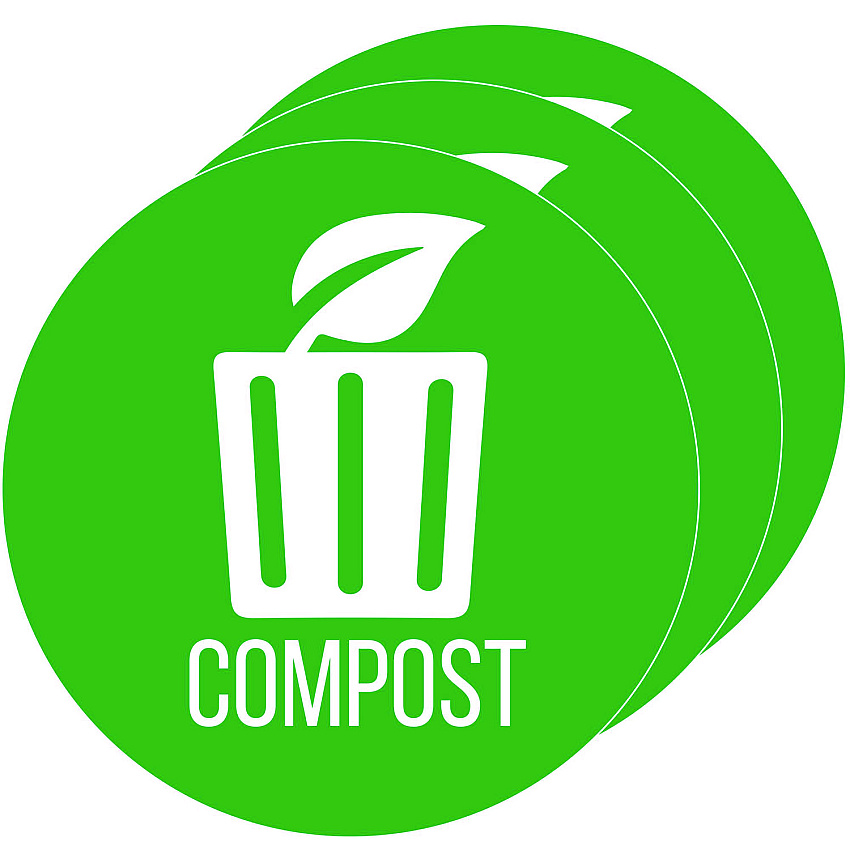 HLS Commercial Vinyl Decals, Compost, 4" Diameter, Green/White, 3/Pack (HLMHLSKERCCOMP3)