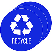 HLS Commercial Vinyl Decals, Recycle, 4" Diameter, Blue/White, 3/Pack (HLMHLSKERCYCLE3)