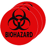 HLS Commercial Vinyl Decals, Biohazard, 4" Diameter, Red/Black, 3/Pack (HLMHLSKERHAZ3)