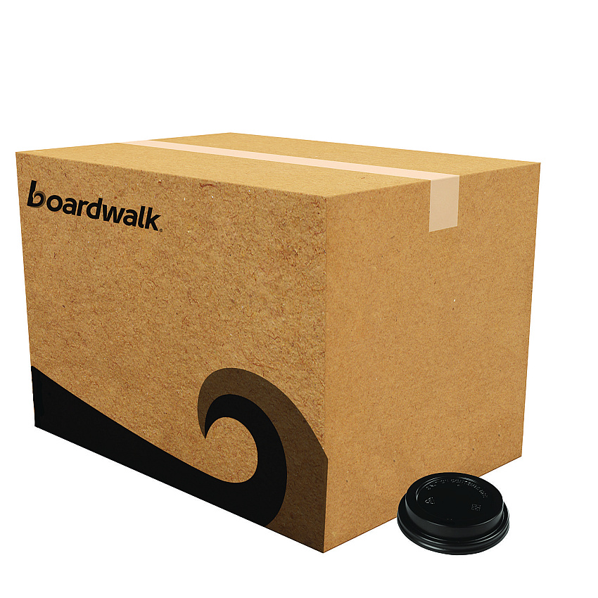 Boardwalk Hot Cup Lids, Fits 10 oz to 20 oz Hot Cups, Black, 1,000/Carton (BWKHOTBL1020)
