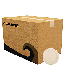 Boardwalk Bagasse PFAS-Free Dinnerware, Plate, 9" dia, Tan, 500/Carton (BWKPLATE9NPFA)