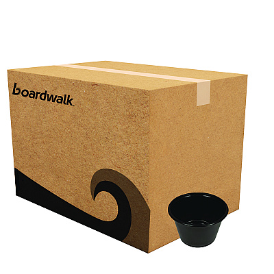 Boardwalk Souffle/Portion Cups, 4 oz, Polypropylene, Black, 2,500/Carton (BWKPRTN4BL)