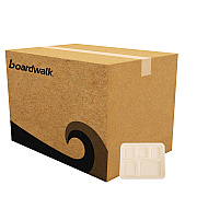 Boardwalk Bagasse PFAS-Free Food Tray, 5-Compartment, 8.26 x 0.98 x 10.9, Tan, Bamboo/Sugarcane, 500/Carton (BWKTRAY128NPFA)