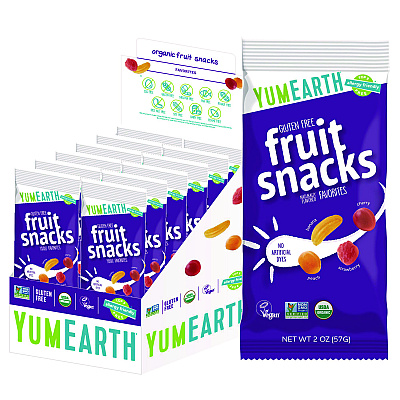YumEarth Organic Fruit Snacks, Assorted Flavors, 2 oz Bag, 12/Carton (GRR22002288)