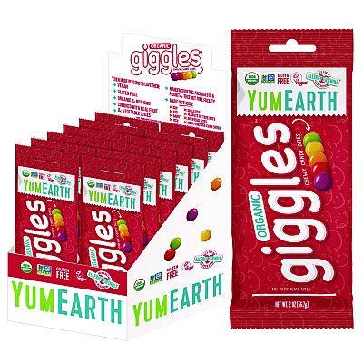 YumEarth Organic Giggles, Assorted Flavors, 2 oz Bag, 12/Carton (GRR22002289)