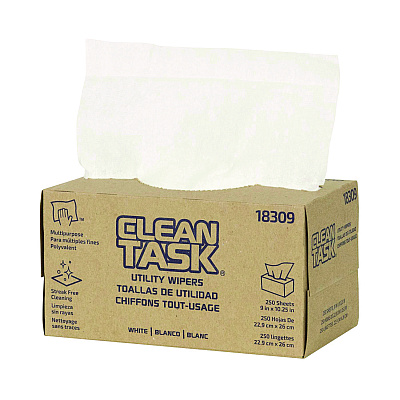 Sellars Absorbent Materials Absorbent Materials Absorbent Materials Clean Task Utility Wipers, 1-Ply, 9 x 10.25, White, 250 Sheets/Box, 24 Boxes/Carton (SLR18309)