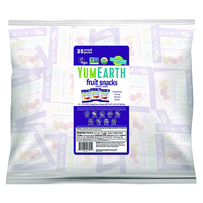 YumEarth Organic Fruit Pack Snacks, Assorted Flavors, 0.7 oz Bag, 35/Carton (GRR22002293)