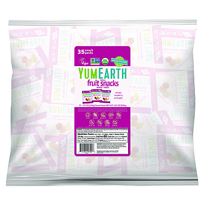 YumEarth Organic Tropical Fruit Pack Snacks, Assorted Flavors, 0.7 oz Bag, 35/Carton (GRR22002294)