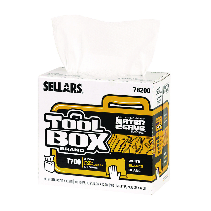 Sellars Absorbent Materials Absorbent Materials Absorbent Materials TOOLBOX WaterWeave T700 Wipers, 1-Ply, 8.27 x 16.5, White, 100 Sheets/Box, 8 Boxes/Carton (SLR78200)
