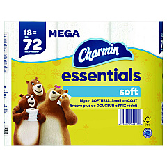 Charmin Essentials Soft Bathroom Tissue, Septic Safe, 2-Ply, 330 Sheets/Roll, 18 Rolls/Carton (PGC04535)