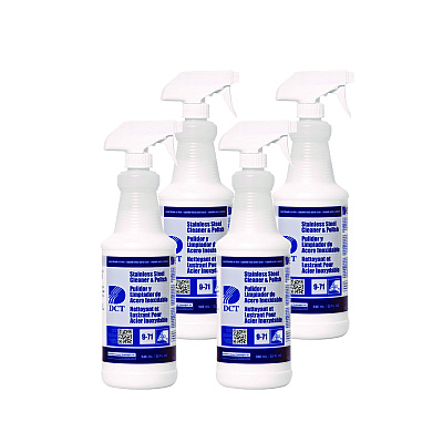 DCT Stainless Steel Cleaner and Polish RLQ, 32 oz Spray Bottle, 4/Carton (PGC00007)