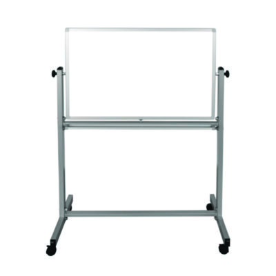Luxor Mobile Magnetic Whiteboard, 36" x 24", White Surface, Silver Aluminum Frame (LXOMB3624WW)