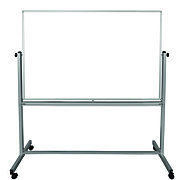 Luxor Mobile Magnetic Whiteboard, 60" x 40", White Surface, Silver Aluminum Frame (LXOMB6040WW)