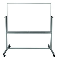 Luxor Mobile Magnetic Whiteboard, 60" x 40", White Surface, Silver Aluminum Frame (LXOMB6040WW)