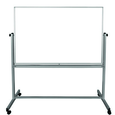 Luxor Mobile Magnetic Whiteboard, 60" x 40", White Surface, Silver Aluminum Frame (LXOMB6040WW)