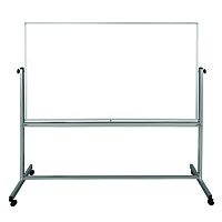 Luxor Mobile Magnetic Whiteboard, 72" x 40", White Surface, Silver Aluminum Frame (LXOMB7240WW)