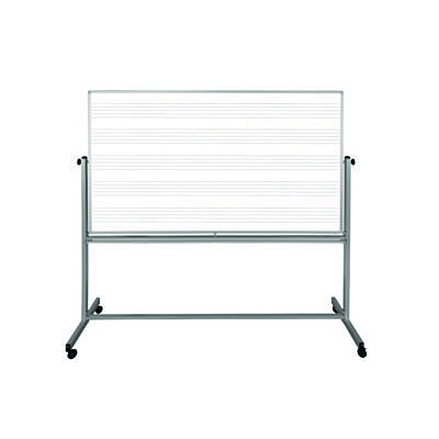Luxor Mobile Music Staff Whiteboard, Dual-Sided Music Notation, 72" x 48", White Surface, Silver Aluminum Frame (LXOMB7248MM)