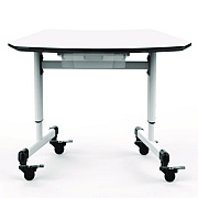 Luxor Height-Adjustable Trapezoid Student Desk with Drawer, 60.25 x 21 x 32 to 38, White (LXOMBSDESK)