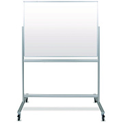 Luxor Mobile Magnetic Glass Dry Erase Board, 48" x 36", White Surface, Silver Aluminum Frame (LXOMMGB4836)