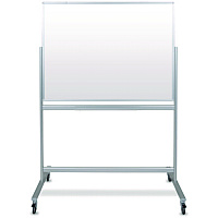 Luxor Mobile Magnetic Glass Dry Erase Board, 48" x 36", White Surface, Silver Aluminum Frame (LXOMMGB4836)