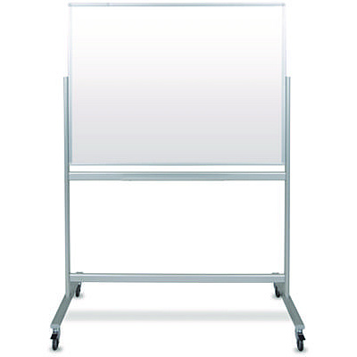 Luxor Mobile Magnetic Glass Dry Erase Board, 48" x 36", White Surface, Silver Aluminum Frame (LXOMMGB4836)