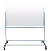 Luxor Mobile Magnetic Glass Dry Erase Board, 60" x 40", White Surface, Silver Aluminum Frame (LXOMMGB6040)