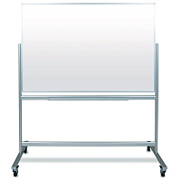 Luxor Mobile Magnetic Glass Dry Erase Board, 60" x 40", White Surface, Silver Aluminum Frame (LXOMMGB6040)
